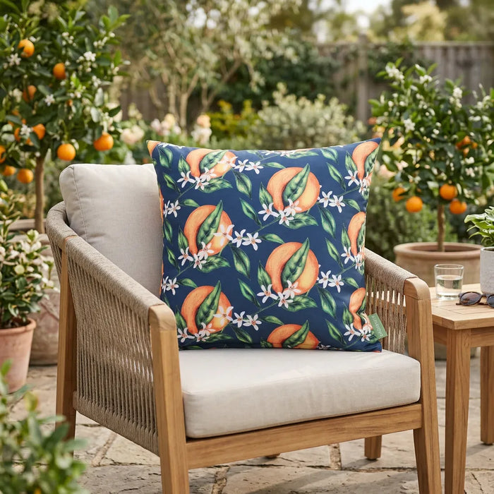 Water-Resistant Outdoor Orange Printed Scatter Cushion | Garden Decorative Pillow