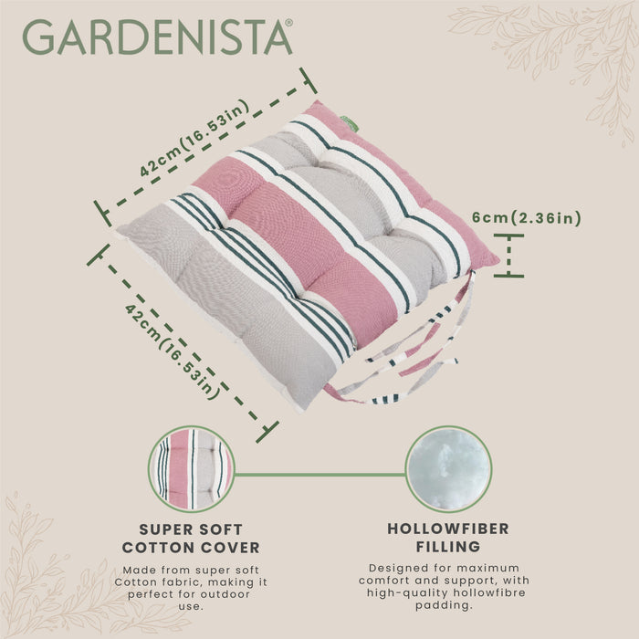 Garden Water-Resistant Printed Seat Pads with Ties | Outdoor Tufted Seat Cushions