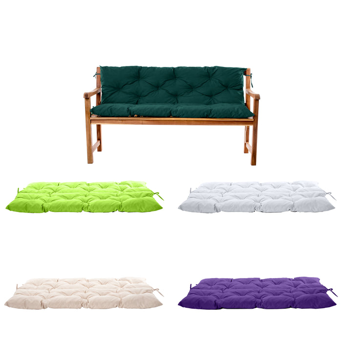 2-Seater Bench Tufted Seat & Back Cushions with Ties | Garden Water Resistant Bench Seat Pad