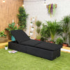 Garden Sun Lounger Cushions Outdoor Foldable Sunbed Cushions with Back Straps Water-Resistant