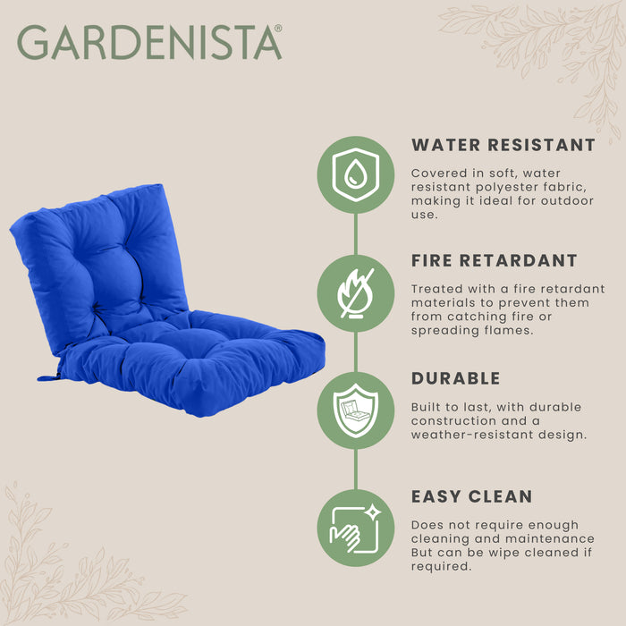 Outdoor Tufted Chair Seat and Back Cushion with Secure Ties |Garden Rattan Furniture Chair Cushion