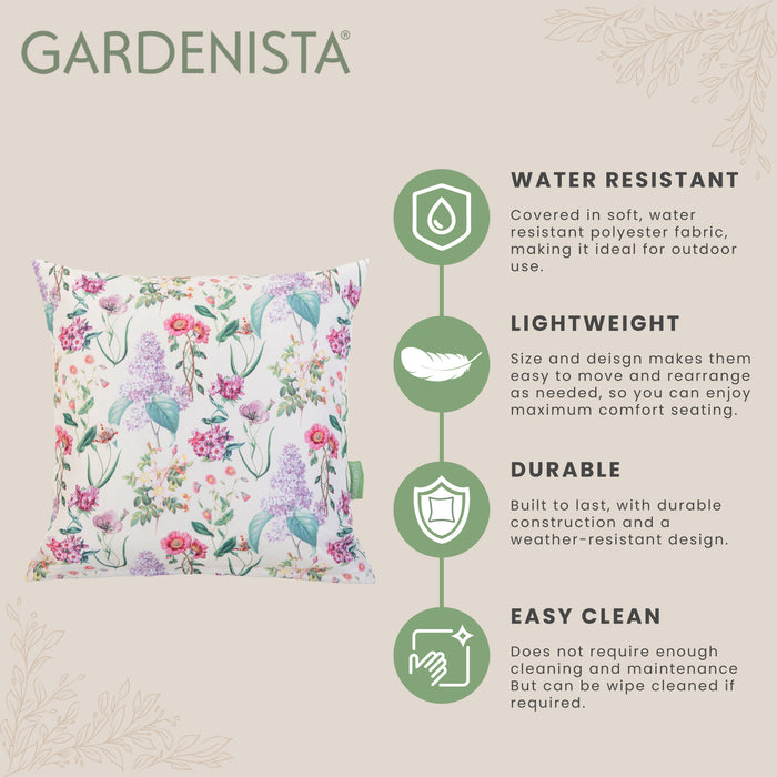 Outdoor Meadow Flower Pillow | Water Resistant Printed Scatter Cushions