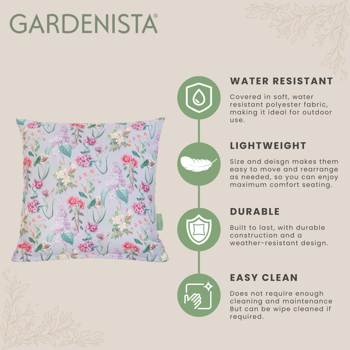 Outdoor Meadow Flower Pillow | Water Resistant Printed Scatter Cushions