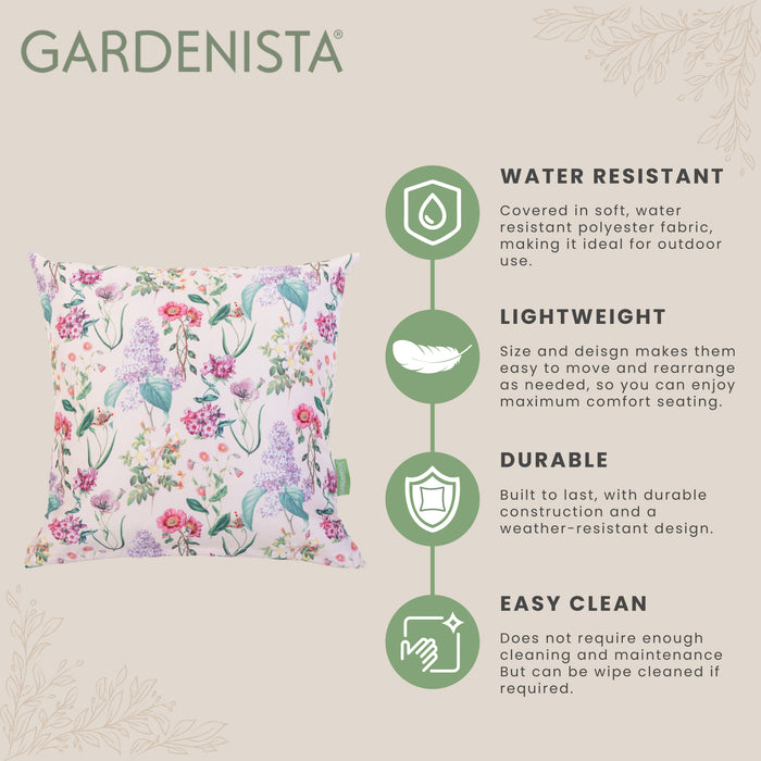 Outdoor Meadow Flower Pillow | Water Resistant Printed Scatter Cushions