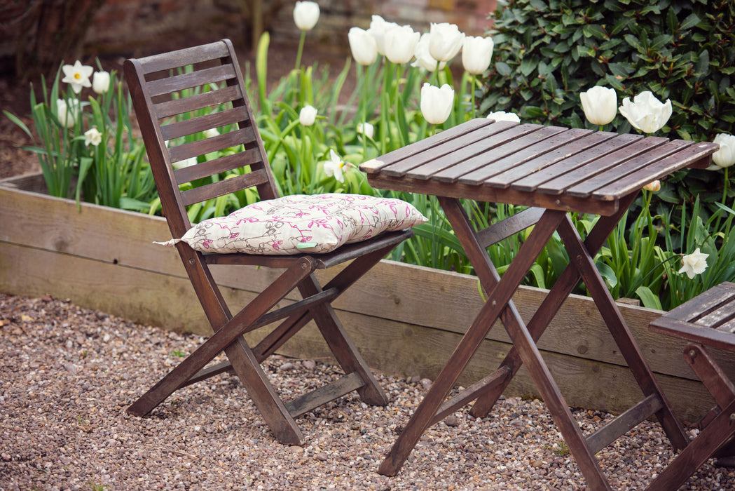 Garden Water-Resistant Printed Seat Pads with Ties | Outdoor Tufted Seat Cushions