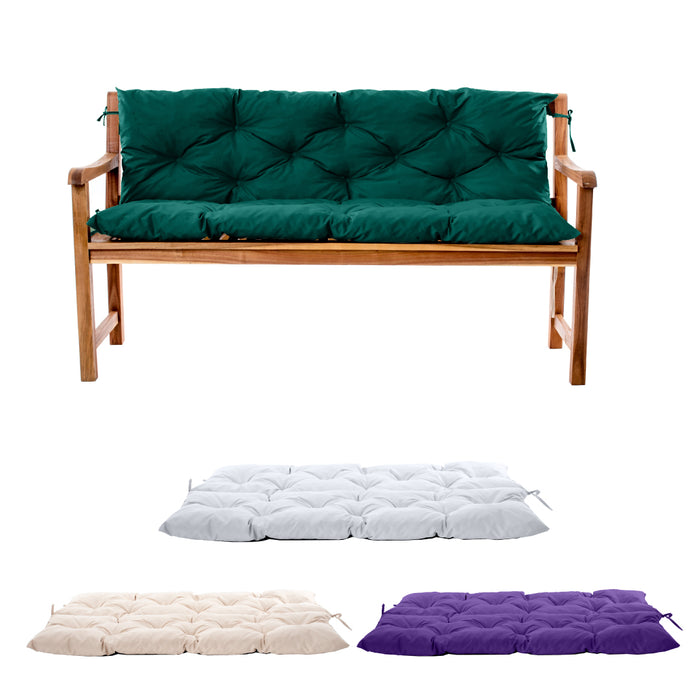 Water Resistant 3-Seater Tufted Bench Cushions with Ties