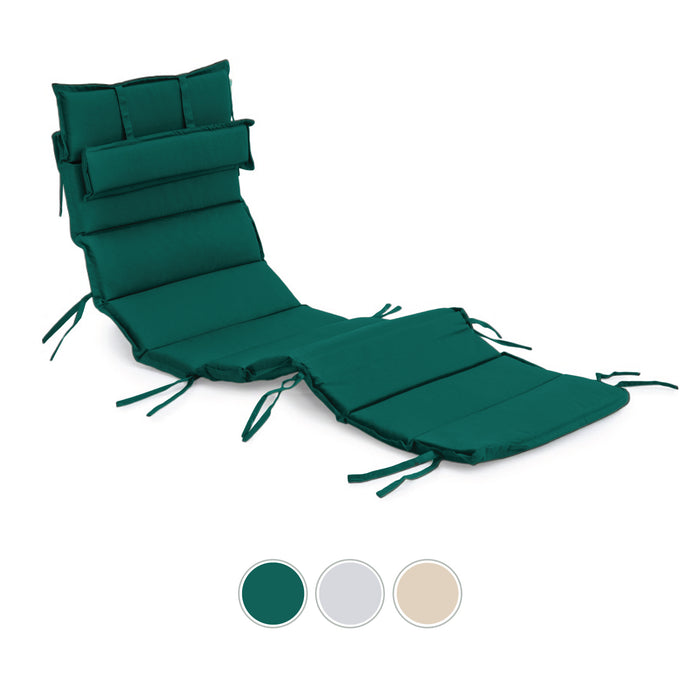 Garden Folding Sun Lounger Cushion Pad With Ties