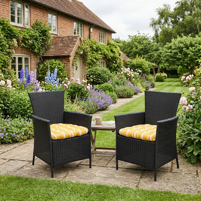 Tufted Printed Seat Pad | Slip Free Garden Chair Cushions | Water Resistant Garden Furniture | Dining Seat Pads with Secure Ties| Cushion