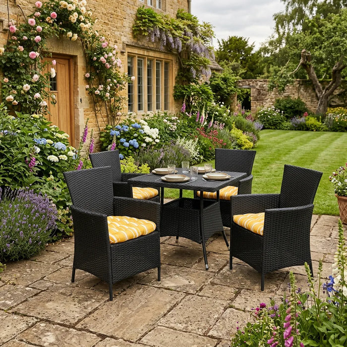 Tufted Printed Seat Pad | Slip Free Garden Chair Cushions | Water Resistant Garden Furniture | Dining Seat Pads with Secure Ties| Cushion
