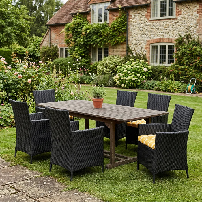 Tufted Printed Seat Pad | Slip Free Garden Chair Cushions | Water Resistant Garden Furniture | Dining Seat Pads with Secure Ties| Cushion