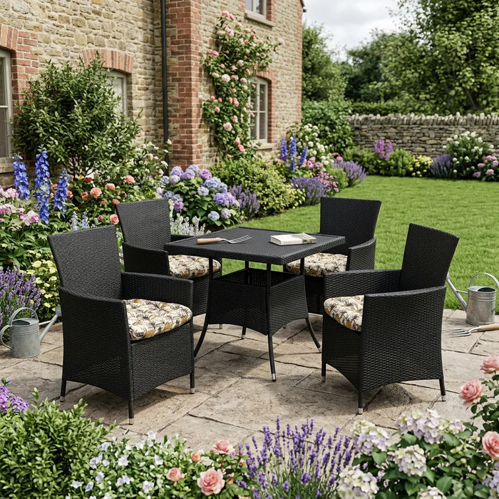 Tufted Printed Seat Pad | Slip Free Garden Chair Cushions | Water Resistant Garden Furniture | Dining Seat Pads with Secure Ties| Cushion