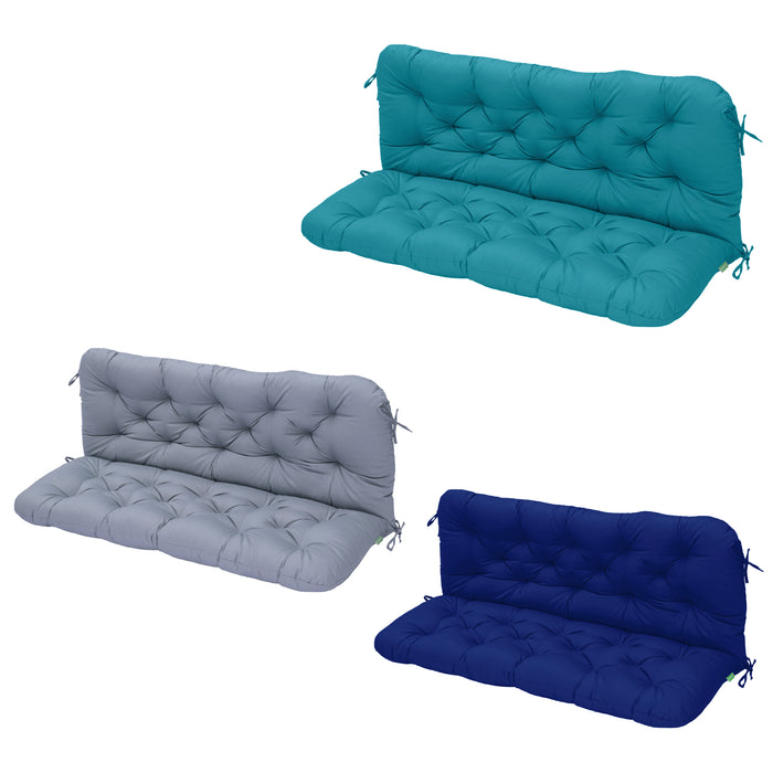 2 Seater Tufted Bench Seat Pad and Back Cushions with Ties | Outdoor Bench Seat Pad