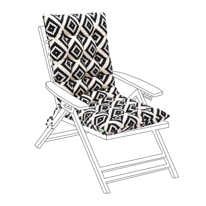 Tufted Reclining Seat Pad with Secure Ties | Outdoor High Back Armchair Cushions