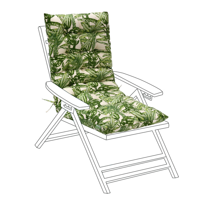 Tufted Reclining Seat Pad with Secure Ties | Outdoor High Back Armchair Cushions