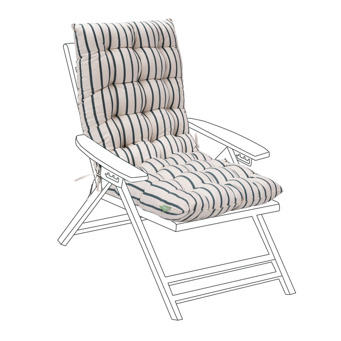 Tufted Reclining Seat Pad with Secure Ties | Outdoor High Back Armchair Cushions