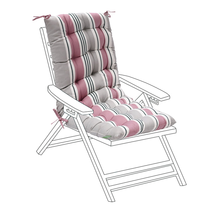 Tufted Reclining Seat Pad with Secure Ties | Outdoor High Back Armchair Cushions