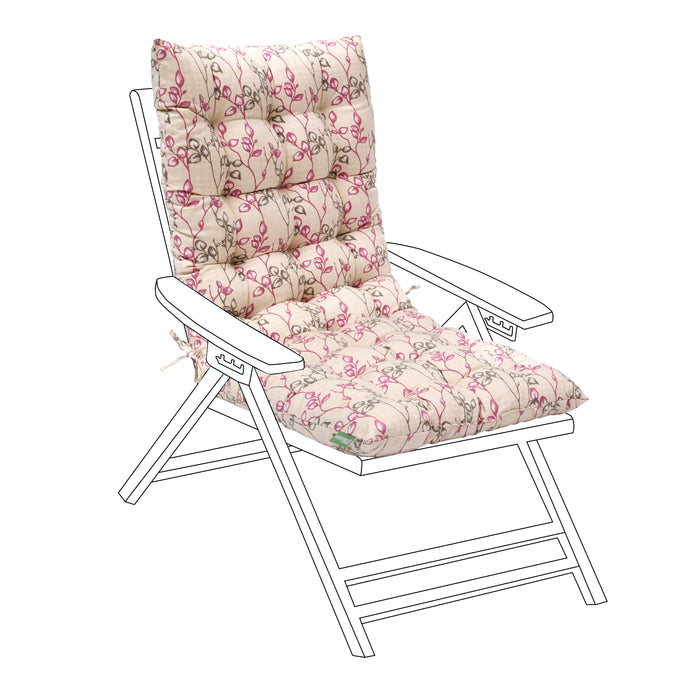 Tufted Reclining Seat Pad with Secure Ties | Outdoor High Back Armchair Cushions