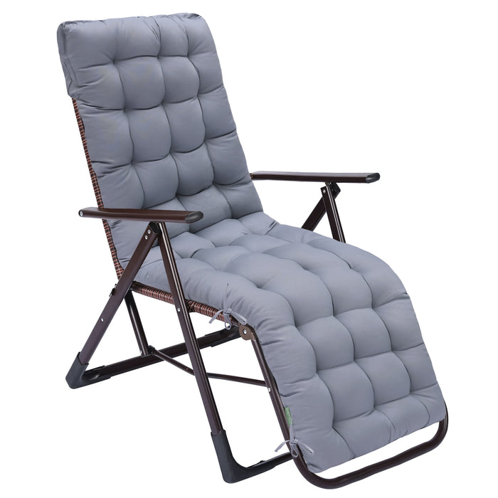 Patio Sun Lounger Chair Pad With Secure Ties | Outdoor Steamer Chair Cushion