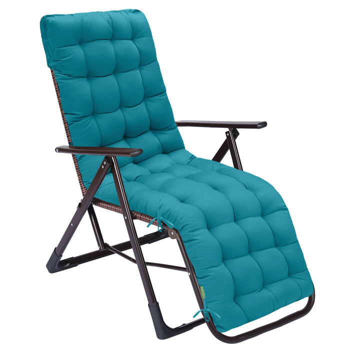 Patio Sun Lounger Chair Pad With Secure Ties | Outdoor Steamer Chair Cushion