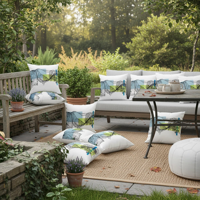 Printed Outdoor Scatter Cushions Square Garden Decorative Pillows Water Resistant