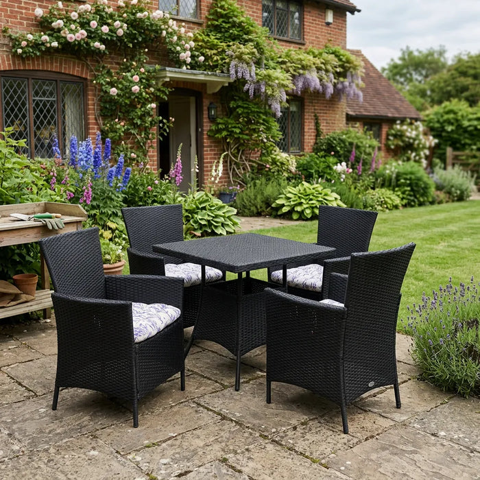 Tufted Printed Seat Pad | Slip Free Garden Chair Cushions | Water Resistant Garden Furniture | Dining Seat Pads with Secure Ties| Cushion