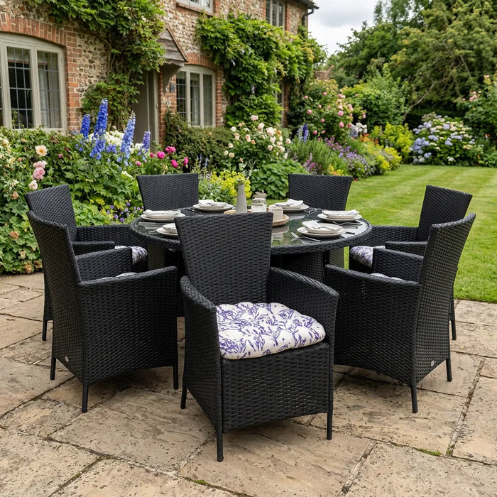 Tufted Printed Seat Pad | Slip Free Garden Chair Cushions | Water Resistant Garden Furniture | Dining Seat Pads with Secure Ties| Cushion