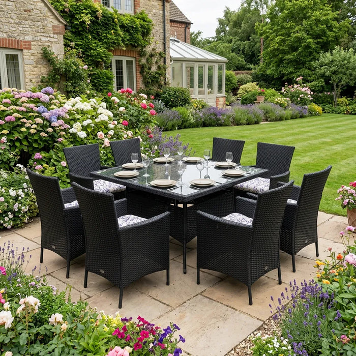 Tufted Printed Seat Pad | Slip Free Garden Chair Cushions | Water Resistant Garden Furniture | Dining Seat Pads with Secure Ties| Cushion