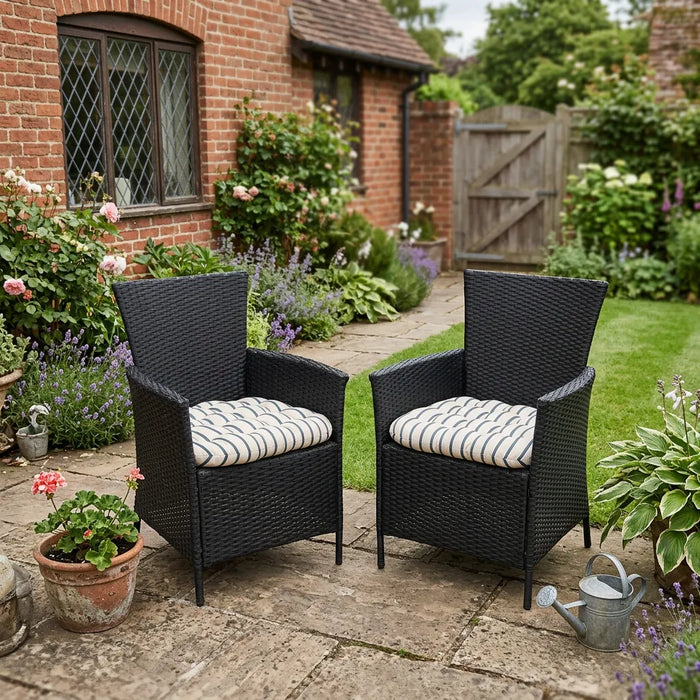 Tufted Printed Seat Pad | Slip Free Garden Chair Cushions | Water Resistant Garden Furniture | Dining Seat Pads with Secure Ties| Cushion