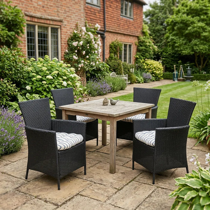 Tufted Printed Seat Pad | Slip Free Garden Chair Cushions | Water Resistant Garden Furniture | Dining Seat Pads with Secure Ties| Cushion