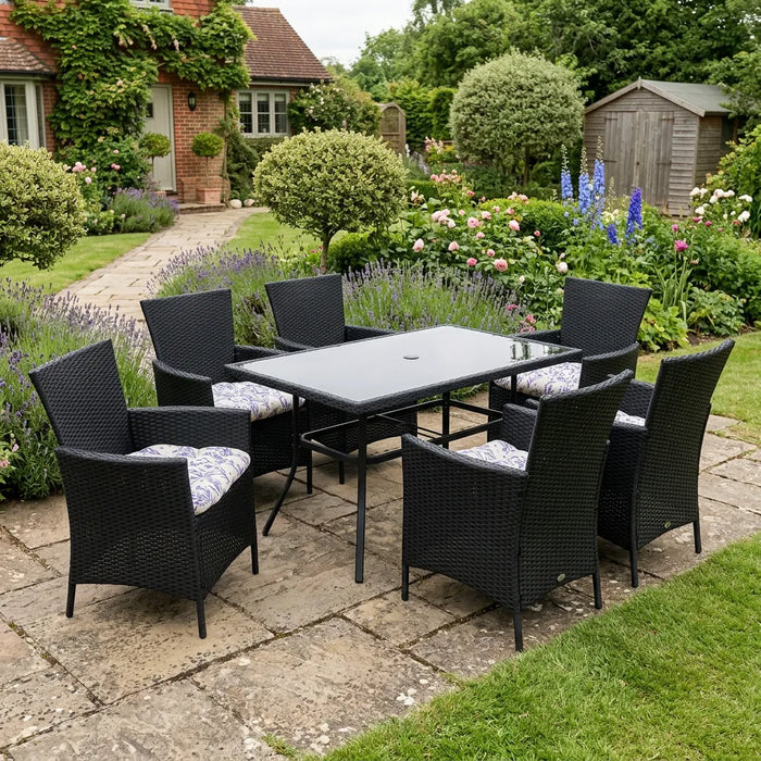 Tufted Printed Seat Pad | Slip Free Garden Chair Cushions | Water Resistant Garden Furniture | Dining Seat Pads with Secure Ties| Cushion