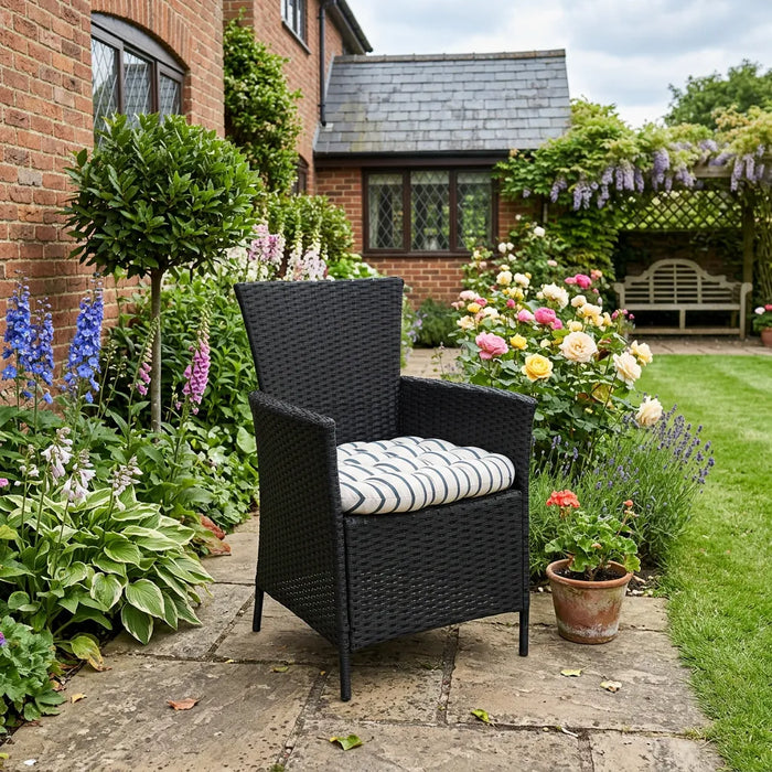 Tufted Printed Seat Pad | Slip Free Garden Chair Cushions | Water Resistant Garden Furniture | Dining Seat Pads with Secure Ties| Cushion