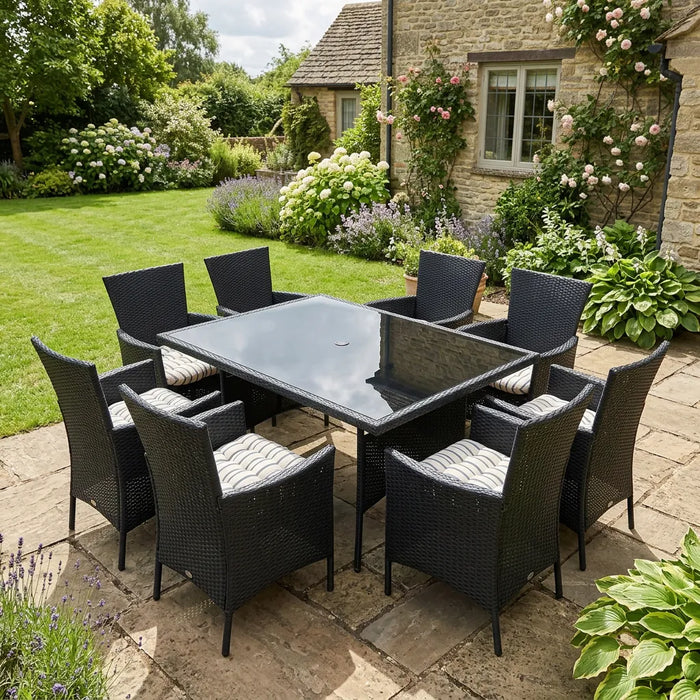 Tufted Printed Seat Pad | Slip Free Garden Chair Cushions | Water Resistant Garden Furniture | Dining Seat Pads with Secure Ties| Cushion