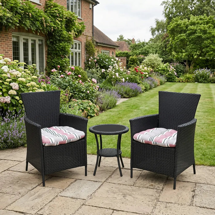 Tufted Printed Seat Pad | Slip Free Garden Chair Cushions | Water Resistant Garden Furniture | Dining Seat Pads with Secure Ties| Cushion