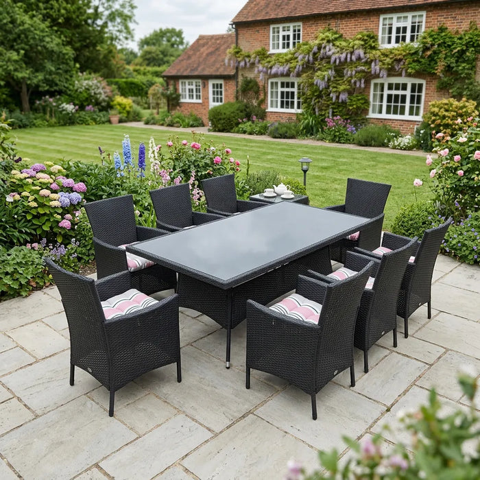 Tufted Printed Seat Pad | Slip Free Garden Chair Cushions | Water Resistant Garden Furniture | Dining Seat Pads with Secure Ties| Cushion