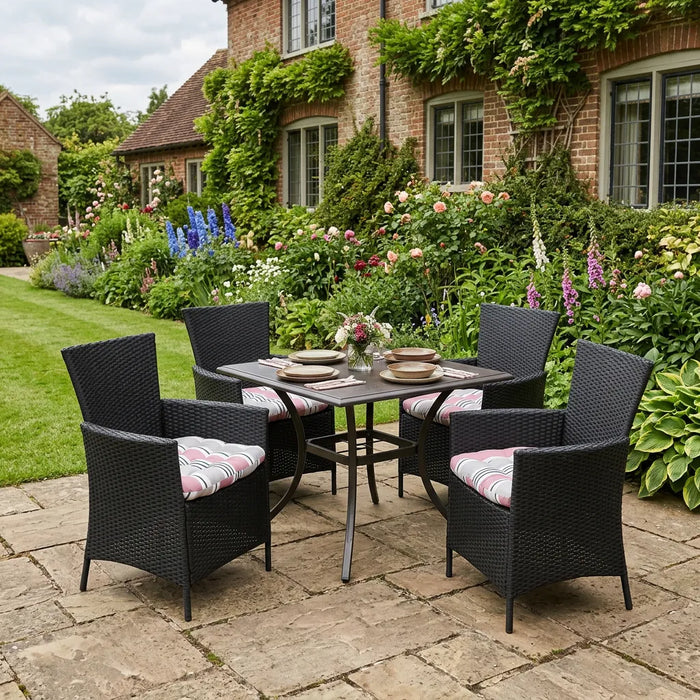 Tufted Printed Seat Pad | Slip Free Garden Chair Cushions | Water Resistant Garden Furniture | Dining Seat Pads with Secure Ties| Cushion