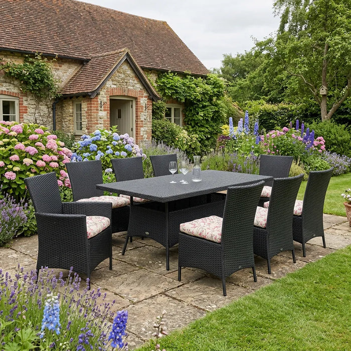 Tufted Printed Seat Pad | Slip Free Garden Chair Cushions | Water Resistant Garden Furniture | Dining Seat Pads with Secure Ties| Cushion