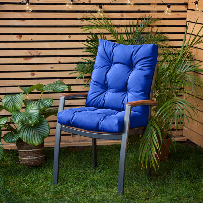 Outdoor Tufted Chair Seat and Back Cushion with Secure Ties |Garden Rattan Furniture Chair Cushion