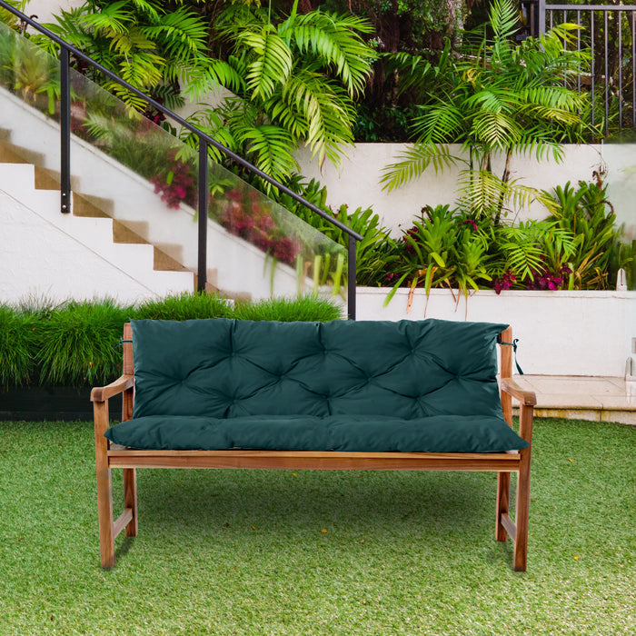Garden 2-Seater Bench Tufted Seat & Back Cushions with Ties