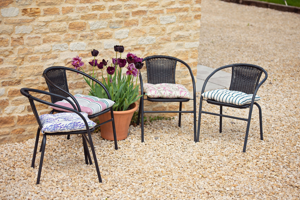 Garden Water-Resistant Printed Seat Pads with Ties | Outdoor Tufted Seat Cushions