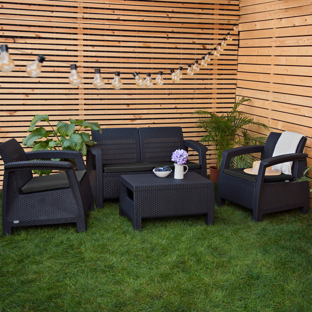 Water Resistant 4 Piece Outdoor Rattan Seat Cushions Garden Carolina Furniture Seat Pads