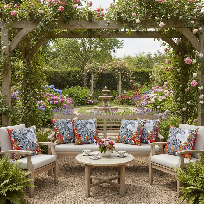 Printed Outdoor Scatter Cushions Square Garden Decorative Pillows Water Resistant