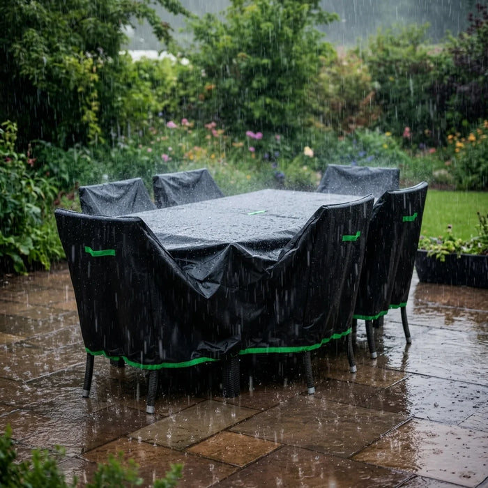 Heavy Duty Waterproof Rectangular Garden Table Cover with Buckle Loops