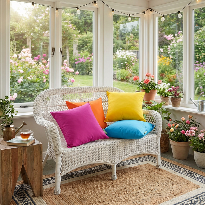 Premium Rainbow Scatter Cushions Garden Pillows 4 Pack