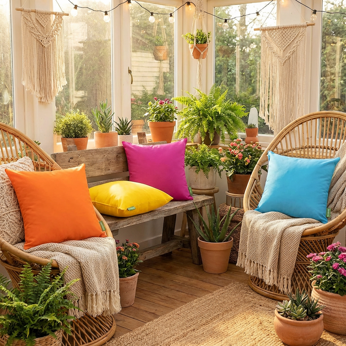 Premium Rainbow Scatter Cushions Garden Pillows 4 Pack