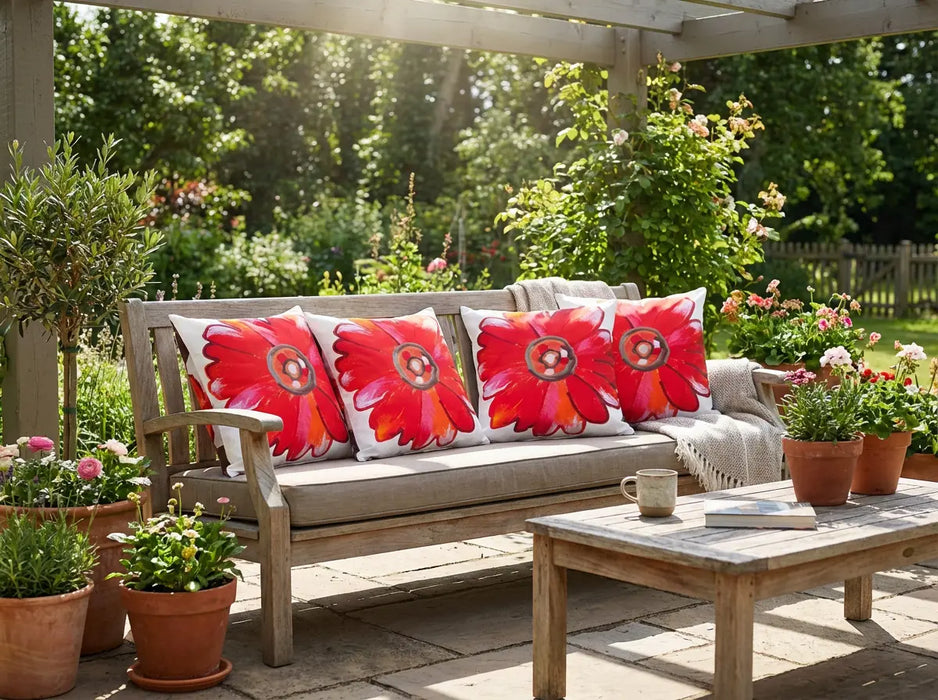 Printed Outdoor Scatter Cushions Square Garden Decorative Pillows Water Resistant