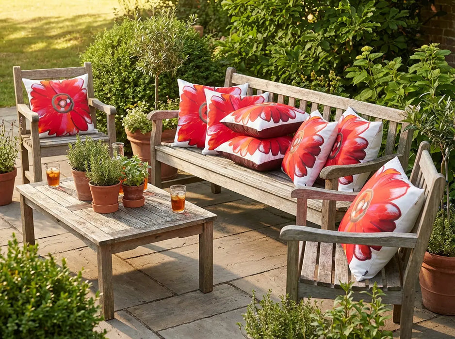 Printed Outdoor Scatter Cushions Square Garden Decorative Pillows Water Resistant