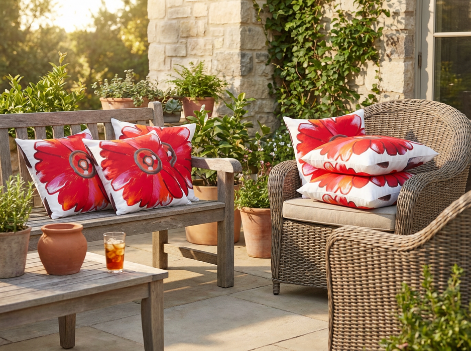 Printed Outdoor Scatter Cushions Square Garden Decorative Pillows Water Resistant