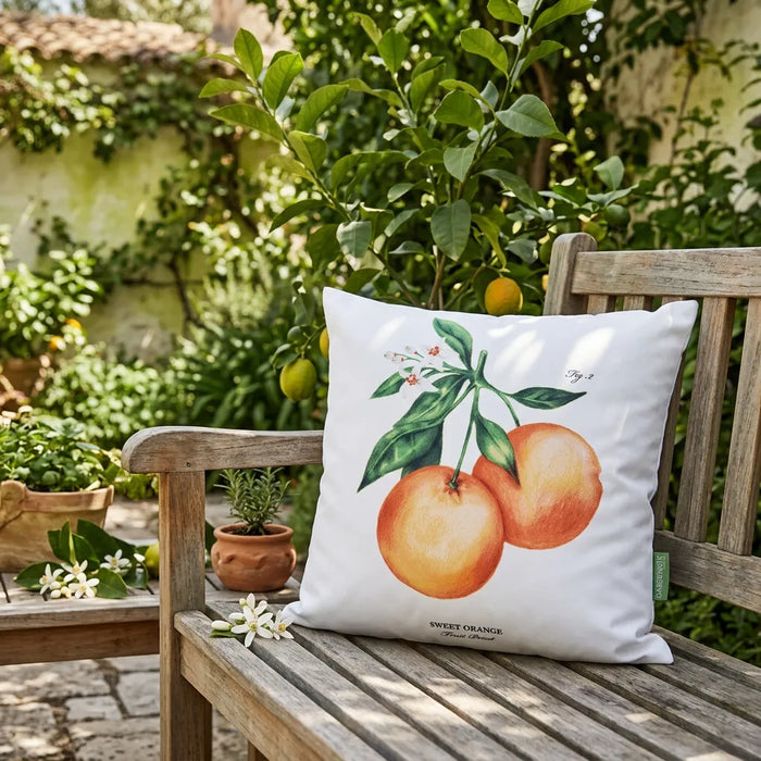 Water-Resistant Outdoor Orange Printed Scatter Cushion | Garden Decorative Pillow
