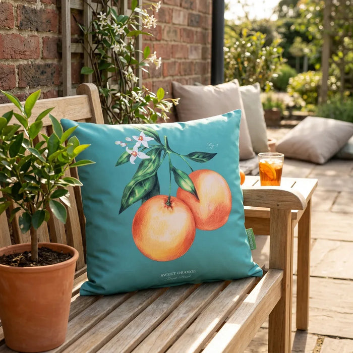 Water-Resistant Outdoor Orange Printed Scatter Cushion | Garden Decorative Pillow