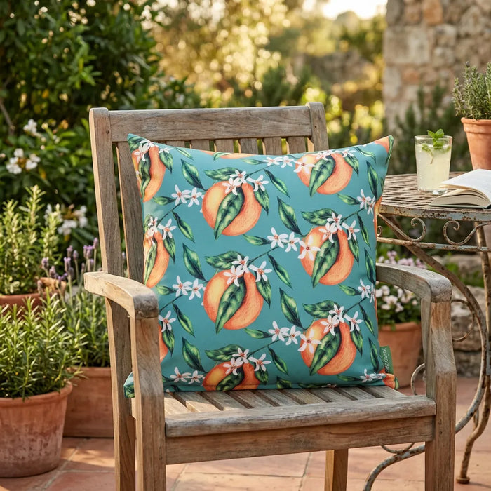 Water-Resistant Outdoor Orange Printed Scatter Cushion | Garden Decorative Pillow